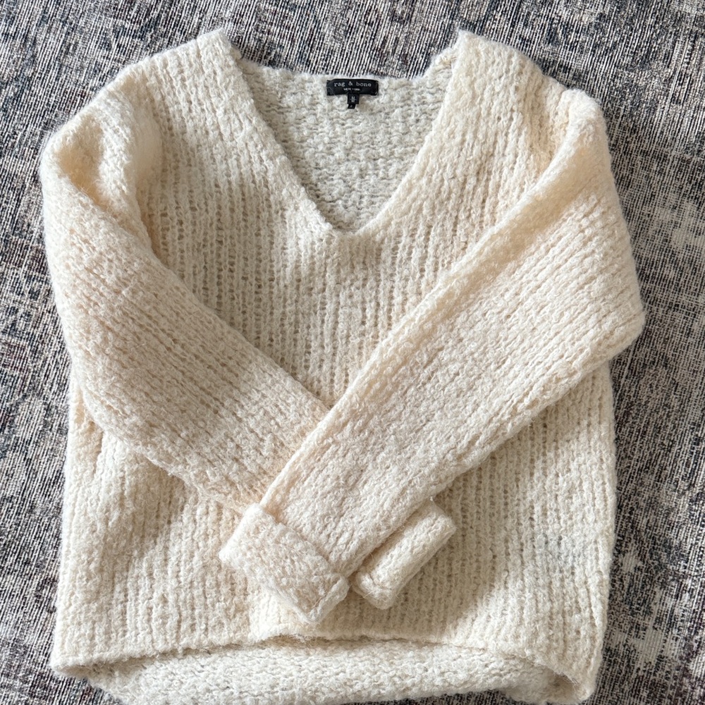 rag & bone Cream V-Neck Sweater
